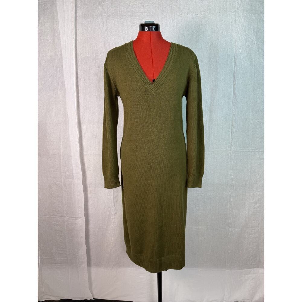 MELROSE & MARKET Olive Green Knit Sweater Dress Size XS Long Sleeve Maxi C969